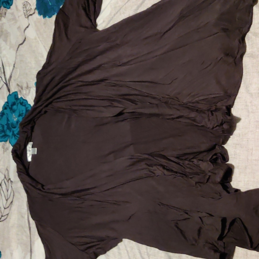 Brown open front cover up jacket